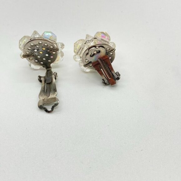 Vintage Aurora Borealis Set Graduated Bead 25" Necklace Clip On Earrings - Picture 13 of 16